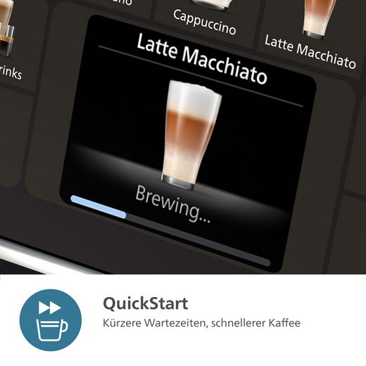 PHILIPS-Kaffeevollautomat EP5544/80 5500 Series, 20 Kaffeespezialitäten (heiß oder eisgekühlt) LatteGo-Milchsystem, SilentBrew Technologie, Grau/Kupfer