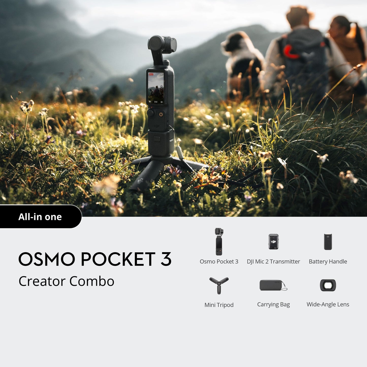 Osmo Pocket 3 Creator Combination Kit with Extending Tripod Grip, Wide-Angle Lens, and 2× ND Filters