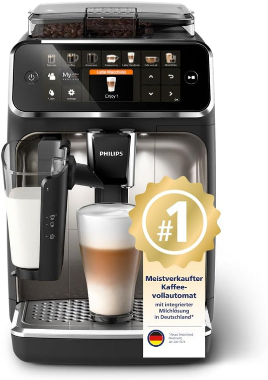 Kaffeevollautomat  Serie 5400– LatteGo Milchsystem, 12 Kaffeespezialitäten, Intuitives Display, 4 Benutzerprofile, Chrom (EP5447/90)